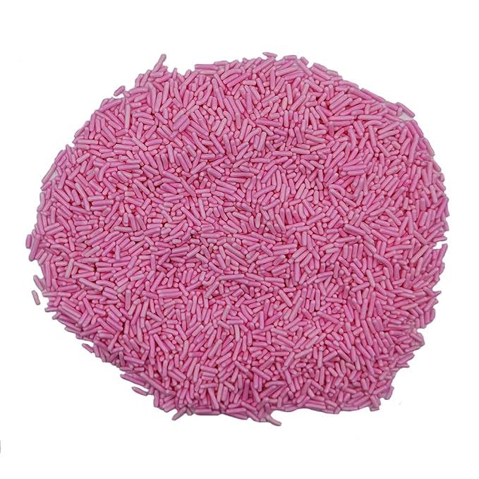 Homankit Pink Jimmies Sprinkles Edible Sprinkle Candy Soft Jimmies Toppings for Ice Cream, Cupcake, Cake, Cookie, Dessert Decorating 2.75 Ounces