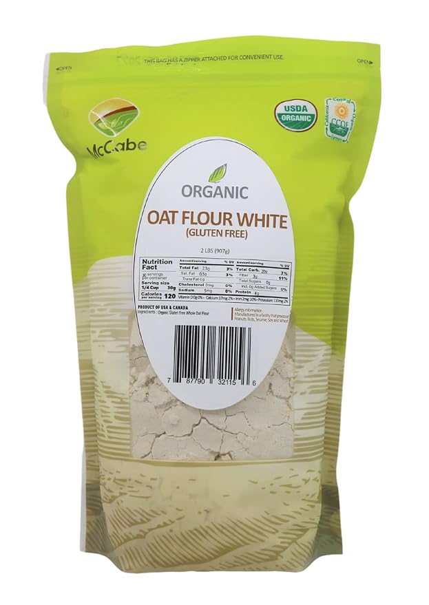 McCabe Organic Oat Flour White - Oat Flour Organic | Rich with Fiber & Minerals | USDA and CCOF Certified | Product of USA | 2Lbs | Pack of 2