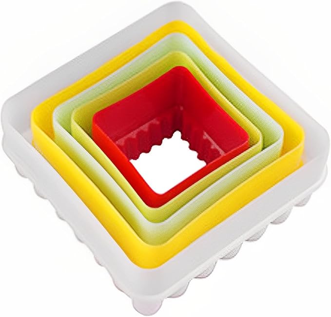 Mydio Set of 5 Multi-size Cookie Cutter, Two-sided Biscuit Fruit Cutter (Biscuit Cutters and Cake Cutters), Random Color (square)