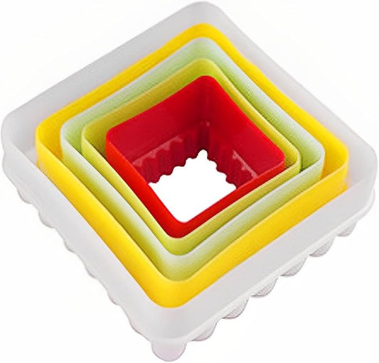 Mydio Set of 5 Multi-size Cookie Cutter, Two-sided Biscuit Fruit Cutter (Biscuit Cutters and Cake Cutters), Random Color (square)