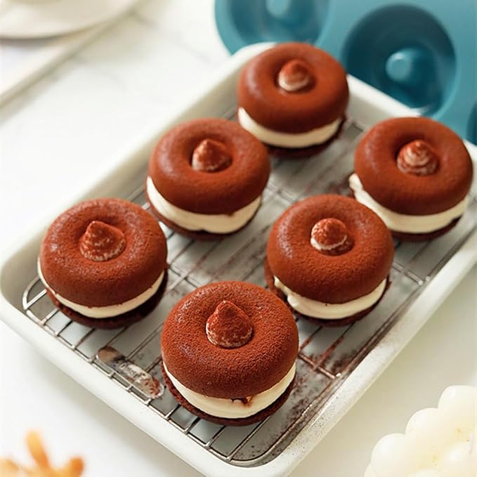 6-Cavity Nonstick Donut Pan Baking Ring Doughnut Pans for Bread Muffin Baking Pastries Cookies, Metal (2 Pack)
