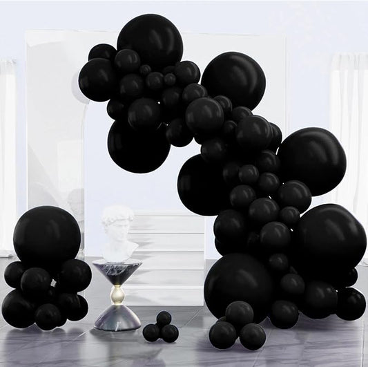 PartyWoo Black Balloons 100 pcs Different Sizes of 18 12 10 5 Inch Black Balloons Arch Kit Garland for Baby Shower Birthday Graduation Casino Gaming Anniversary Race Car Party Decorations Black-Y18