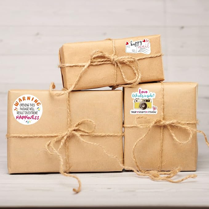 Handmade Thank You Small Business Stickers,Warning Opening This Package Happiness Stickers for Small Business Envelopes Package Packing 500 Labels Per Roll