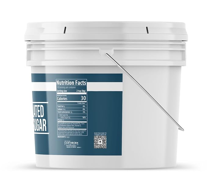 Earthborn Elements Granulated White Sugar 1 Gallon Bucket, Baking and Kitchen Staple, Non GMO (Pack of 2)