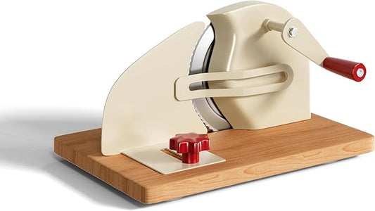 Manual Adjustable Bread Slicer Homemade Sourdough Bread Cutter with Scale Line, Bottom Suction Cup, with Clip and Plate (White)
