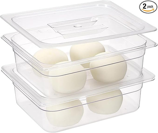 2 PCS Clear Pizza Dough Proofing Box with Lids, 12.8x9.2 Inch Dough Trays for Bread Making, Graduated Pizza Proofing Container Fits 4 Dough Balls for Home Kitchen, Restaurants, Chef(Small)