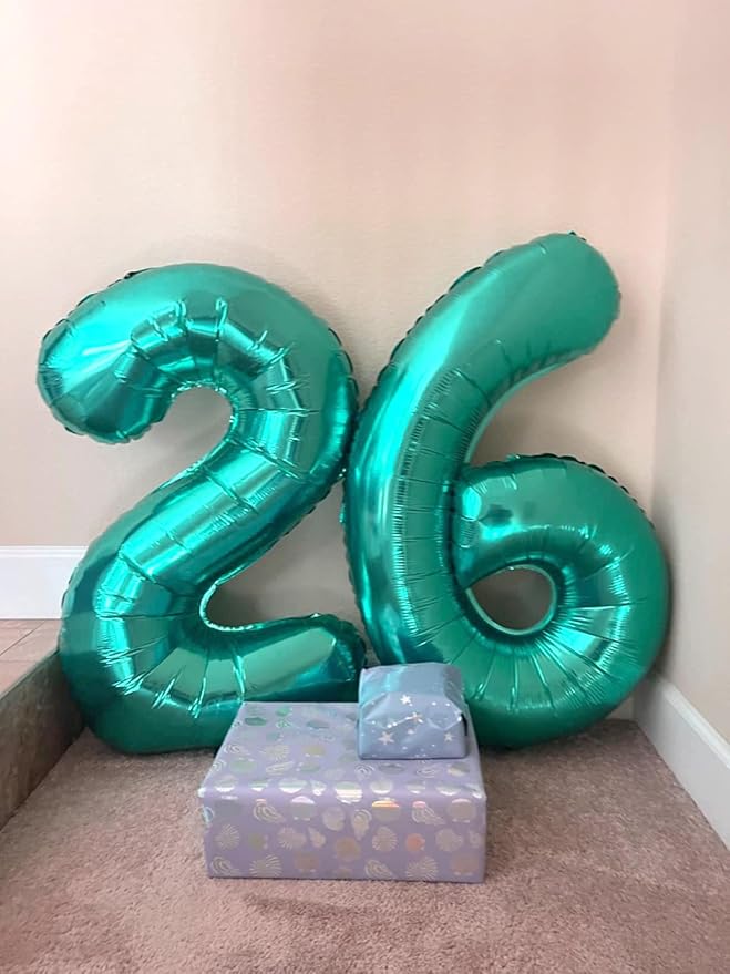 Number 6 Balloon 40 Inch, 6 7 Six Seven Birthday Decorations, 6th Birthday Balloon for Boy Girl, Blue-green 16 60 61 65 Numbers Balloons Graduations Anniversary Supplies