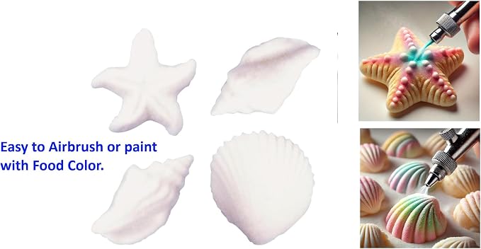 Oasis Supply Seashells and Starfish Sugar Decorations, 48-Count Cake Toppers