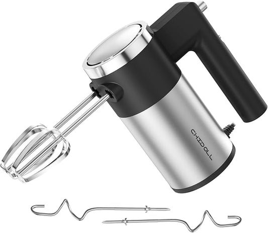 CHIDOLL 600W Hand Mixer, 5-Speed Electric Hand Held Mixer for Baking, Lightweight Stainless Steel Hand Beaters *2 & Dough Hooks*2 with Eject Button, Kitchen Mixer for Cream, Cookies, Dough