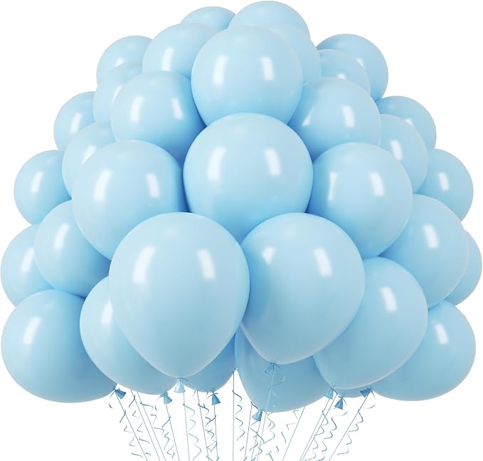 Voircoloria 110pcs Light Blue Balloons 12inch Baby Blue Latex Party Balloons for Boys Girls Birthday Party, Baby Shower, Wedding, Gender Reveal, Baby Shower, Anniversary Party Decorations