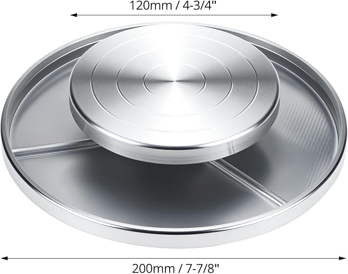 QWORK Sculpting Wheel, 8 Inch Double-Sided Aluminum Alloy Turntable with Smooth Rotation, Versatile Use for Clay Modeling, Cake Decorating, and Art Display