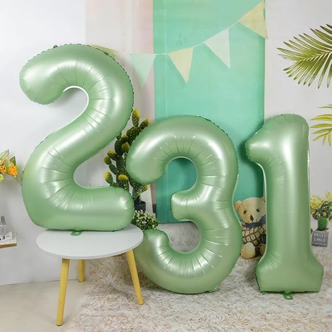 2 Numbers Balloon 40 Inch Olive Green Two Balloon Number Birthday Decor, 2nd 12 21st Party Celebration Decorations Graduations Wedding Baby Shower