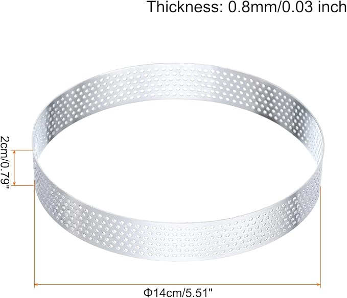 HARFINGTON 3Pcs Stainless Steel Tarts Rings 5.5" Perforated Metal Circle Baking Dessert Mousse Round Cake Ring Non Stick for Home Kitchen Food Cheese Making Tool