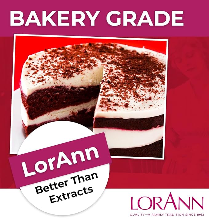 LorAnn Oils Red Velvet Bakery Emulsion: True Essence, Ideal for Boosting Fruit Tones in Cakes, Cookies & Desserts, Gluten-Free, Keto-Friendly, Extract Substitute Essential for Your Kitchen, 16 Oz