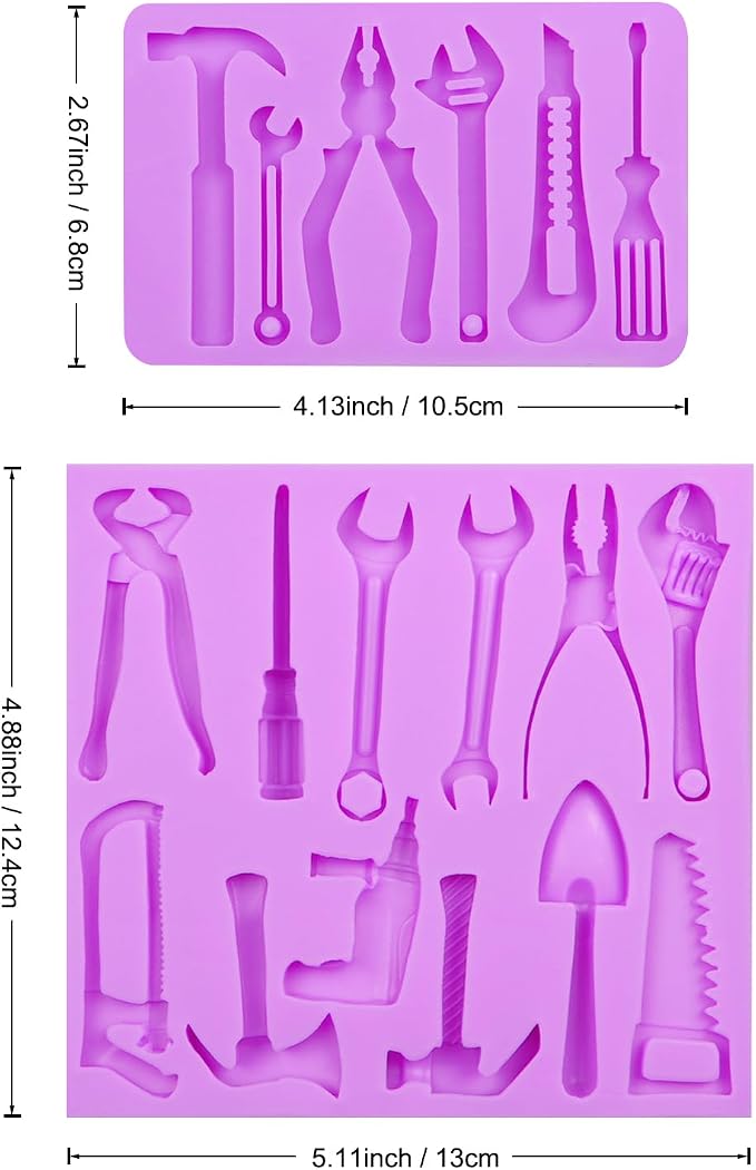 Construction Tools Silicone Molds, Hand Tools Wrench Hammer Chocolate Baking Molds for Cake Decoration Cupcake Topper Candy Sugar Craft Gum Paste Fondant Clay Resin