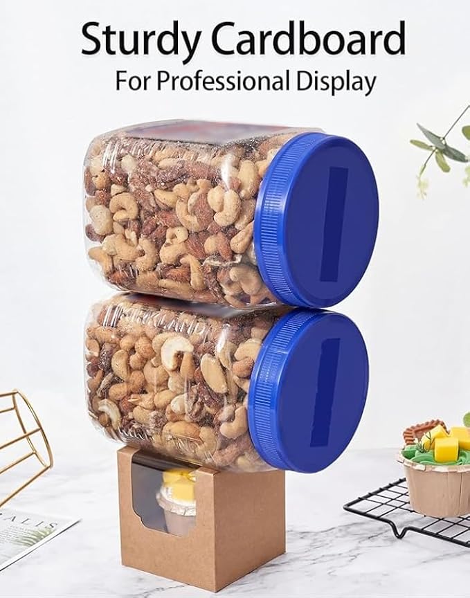 Kraft Cupcake Boxes Brown Individual 200 CT with Insert and Clear Window for Baby Shower Birthday Party Favor