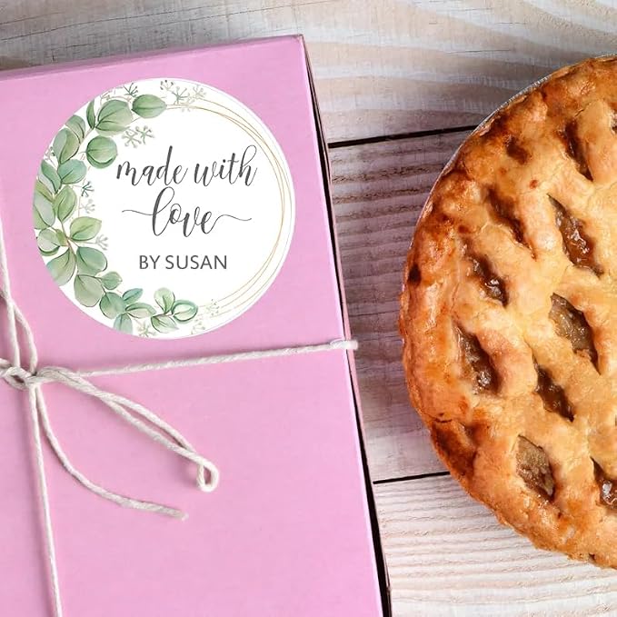 400 Pack Custom Handmade/Homemade with Love Label Stickers|Personalize Business Logo Labels|1.5/2inch Round Personalized Labels in Various Designs for Crafts,Baking,Gifts and Small Business