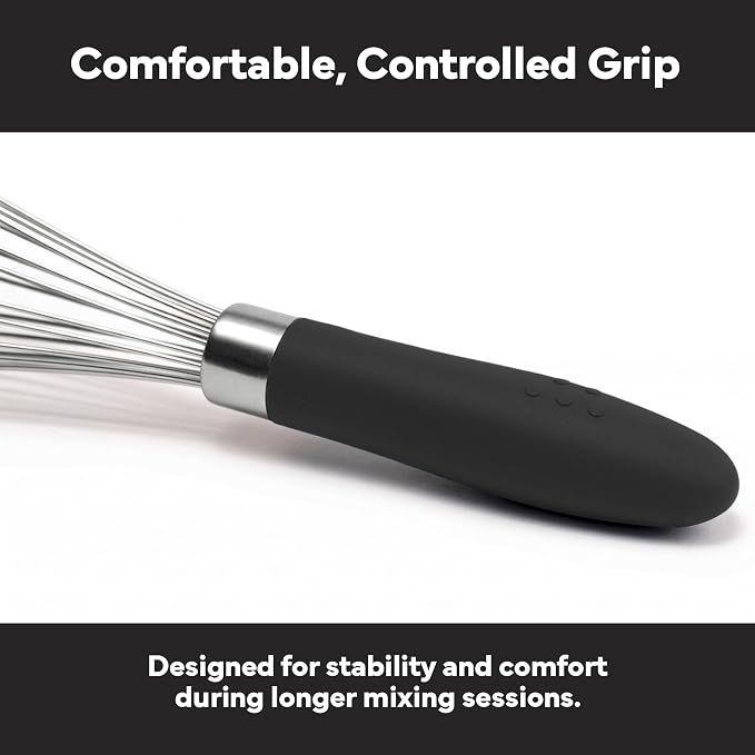 Misen Stainless Steel Balloon Whisk - Dishwasher Safe - Ergonomic Silicone Grip, Versatile Cooking Whisk for Eggs, Durable Construction - Professional-Grade Kitchen Tool - Black