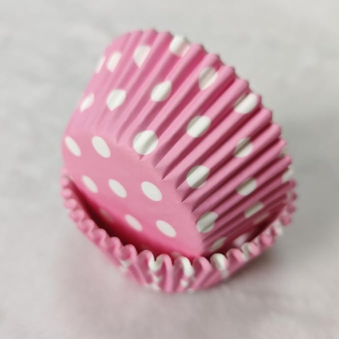 Lucky Star Pink Polka Dot Paper Muffin Cupcake Liners case Baking Cups 100 pcs,Standard Size 2x1.25inch