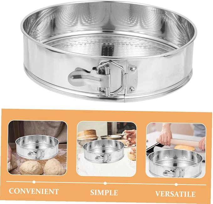 VALICLUD Stainless Steel Springform Cake Pan 9-inch Leakproof Baking Tray with Locking Latch Removable Bottom for Cheesecake and Home Kitchen Bakeware