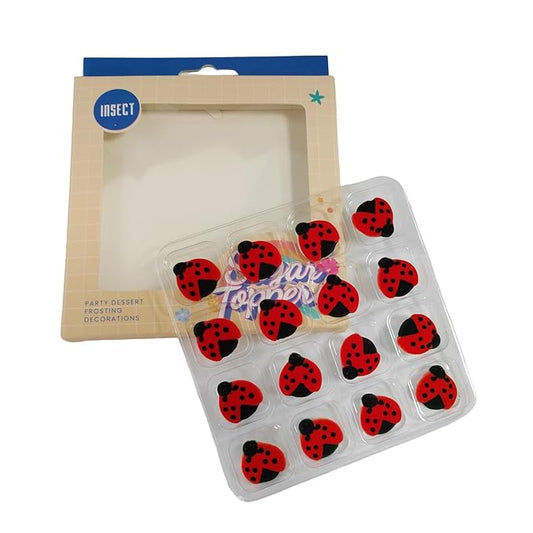 Edible Candy Ladybug Cake Decorations Dessert Sugar Sprinkles for Cake Decorating Cookie DIY Cupcake Topper Icing Frosting Decoration Birthday Halloween Christmas Party Supplies