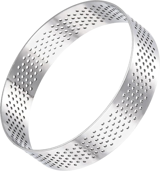 uxcell Stainless Steel Small Cake Rings, Perforated Cake Mousse Ring Kitchen Baking Heat-Resistant 3.1" Diameter, 0.8" Height,for Cake Dessert Biscuit Chocolate, Silver