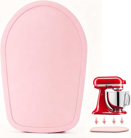 Mixer Slider Compatible with 4.5-5 QT Kitchen Aid Stand Mixers, Kitchen Countertop Storage Mover Sliding Caddy Mixer Slider Mat for Kitchen Aid Stand Mixer Accessories Attachment (Pink)