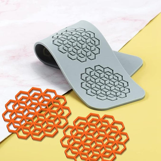 TUKE 3D Leaves Silicone Molds Flower Cake Fondant Mat Bee Leaf Pastry Moulds Rose Impression Chocolate Hollow Lace Mold (Geometry_10.4x2.8x0.12inch_L)