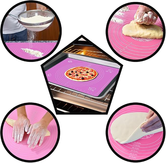 Silicone Baking Mat for Rolling Out Pastry Dough, 20 x 16 Inches, Pink