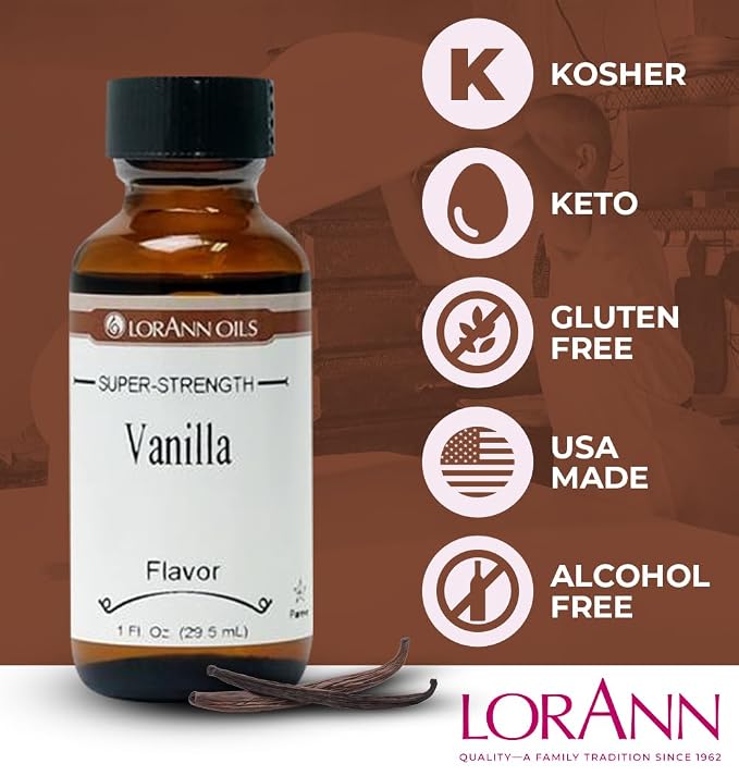 LorAnn Oils Super Strength Flavoring - Used For Candy Making, Flavoring Extracts, Baking, Hard Candy, and Flavor Oils - Bold, Natural Flavors 4X Stronger Than Extracts - Vanilla, 1 fl oz