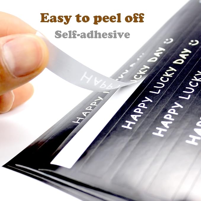 Long Black Handmade Food Bakery Stickers 13.4 inch Thank You Sticker 200 Pcs Tamper-Proof Self-Adhesive Sealing Baking Labels