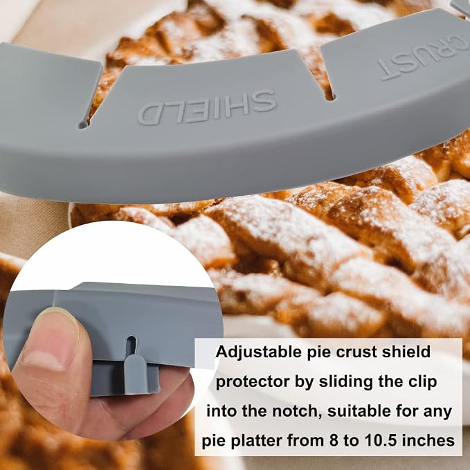 Adjustable Pie Crust Shield Protector Pie Edge Protector Tools Round Silicone Baking Cake Pizza Cover BPA-Free for Halloween Christmas Baking Fits 8-11.5 Inches Pie