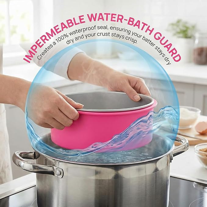 Baking Silicone 8-Inch/20cm Springform Pan Protector for 7 inch and 6 inch Round Cheesecake Silicone Baking Pan Accessories Preventing Water from Entering the Springform Pan
