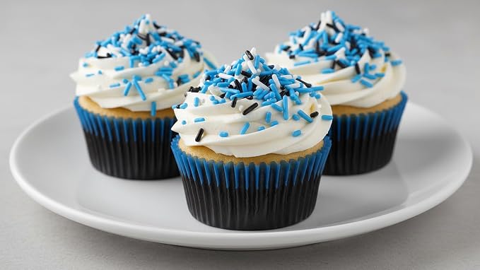 NCS Black, Blue & White Jimmies Edible Sprinkles – Cupcake, Cake & Cookie Decorations, 7 oz