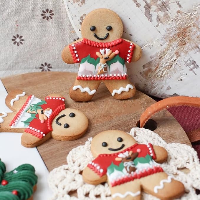 4Pcs Gingerbread Man Cookie Cutters, Size 4.5" 3.1" Ginger Boy and Girl Shaped Holiday Cookie Cutter Set, Stainless Steel Christmas Molds