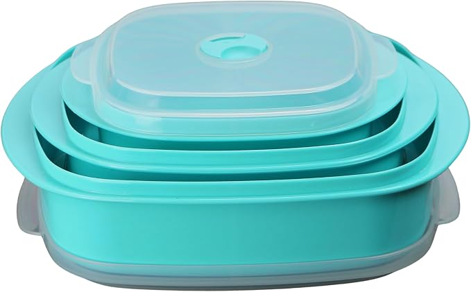 Reston Lloyd Calypso Basics Microwave Cookware, Steamer and Storage Set, Turquoise, Multiple Sizes, 6-Piece (Pack of 6)