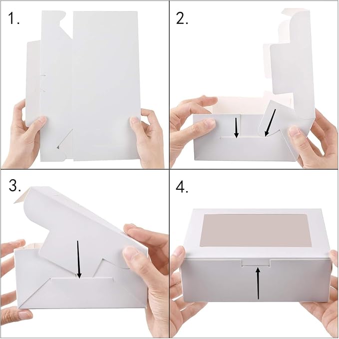 8x6x2.5In 30pcs White Cookie Boxes with Window, Pastry Boxes for Gift Giving, Treat Boxes for Donuts, Wedding Dessert, Valentine's Day, Women's Day, Mother's Day, and Holiday Gatherings.