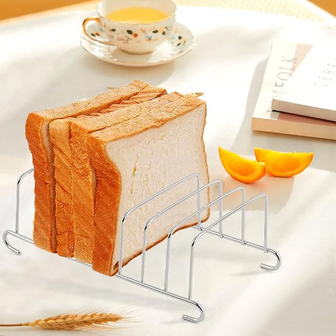 Toast Rack, 8 Slice Bread Holder Air Fryer Accessories Organizer, Stainless Steel Toast Rack Baking Tools Accessories Cooling Racks(COLOR:Silver 1 Pc)