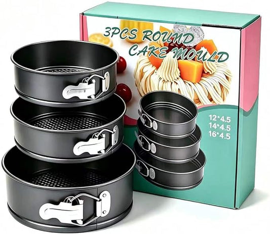 Springform Pan, Nonstick Cake Pan, Round cheesecake pan with leak-proof non-stick bottom removable bakeware.Cheesecakes, Pizzas and Quiches. (4+5+6 Inches)