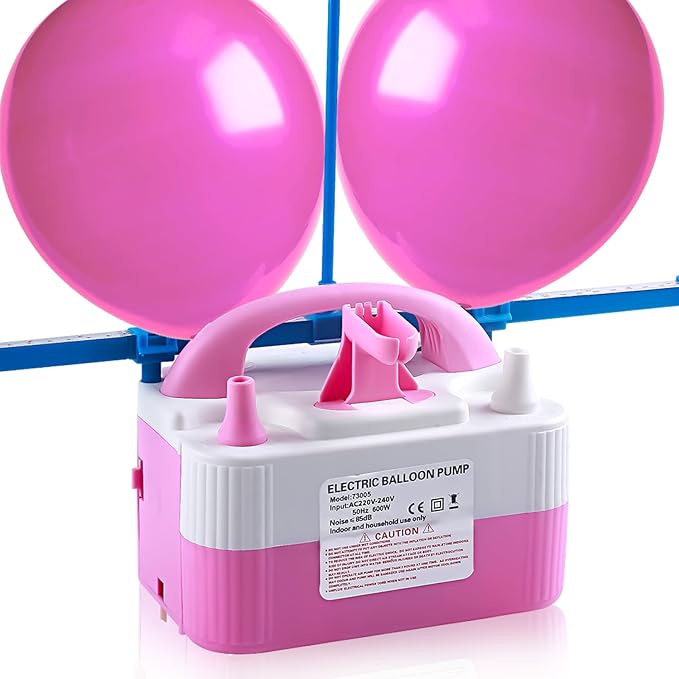 Balloon Pump Electric,110V 600W Balloon Blower Inflator Dual Nozzle Air Pump Balloons Inflator for Decoration, Party, Sport,Gifts:2 Balloon Tying Tools