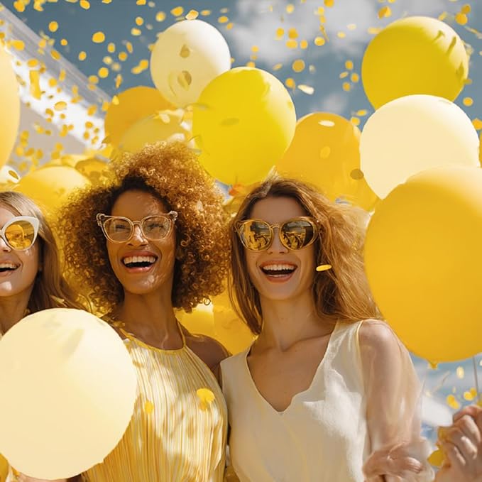 SUWEN Mustard Yellow Balloons 60Pcs,12 inch Mustard Neon Light Yellow Latex Balloons for Sunflower Bee Birthday Bridal Shower Party Decorations