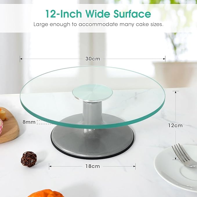 Cake Turntable 12 Inch, Uten Cake Stands, Glass Cake Decorating Display Stand, 33pcs Cake Decorating Set, Straight & Offset Spatula, Cream Scraper etc. Baking Tools & Accessories
