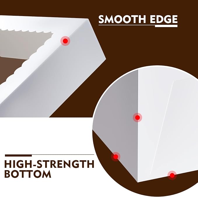 20 Pcs Cake Boxes, 10x10x8 Inch Tall Cake Box with Window, White Cake Boxes 10 Inch, Large Square Cake Box, Disposable Bakery Boxes for Cake Pastry Desserts Cookies Pies Wedding Birthday Party