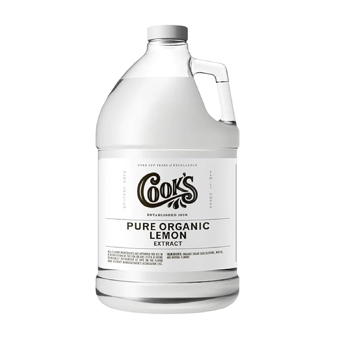 Cook's, Organic Lemon Extract, for Ice Cream, Baking, Beverages, 128 Ounces (1 Gallon)