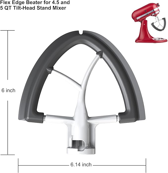 Flex Edge Beater for KitchenAid Mixer, 4.5-5 Quart for KitchenAid Mixer Attachments, Fits Tilt-Head for Kitchen Aid Paddle with Scraper for Kitchen Aid Accessories and Attachments by HOZODO