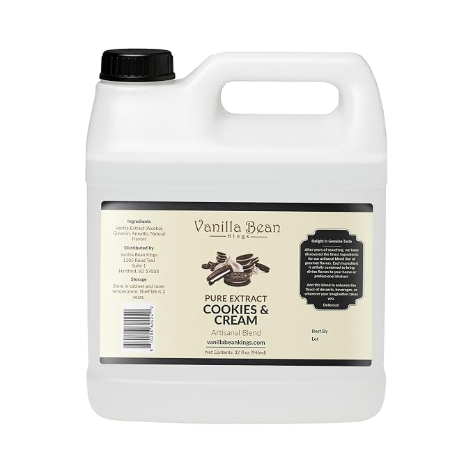 Pure Cookies & Cream Flavor for Baking and Flavoring - Premium Quality Natural Flavors for Baked Goods, Desserts, & Cooking - 32 FL OZ