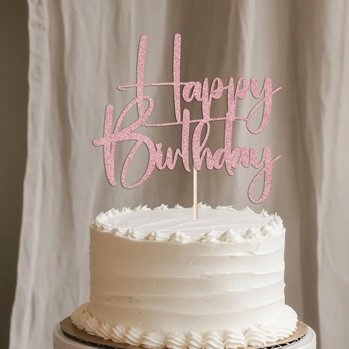 rose gold Happy Birthday Cake Topper, Happy Birthday Cake Bunting Deco, Baby Gender Reveal Party/Anniversary Party Decoration Supplies