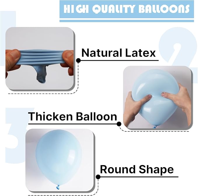 PartyWoo Baby Blue Balloons 100 pcs Different Sizes of 36 18 12 10 5 Inch Light Pastel Sky Aqua Blue Balloon Arch Kit Garland for Graduation Baby Shower Gender Reveal Party Decorations Blue-Q13