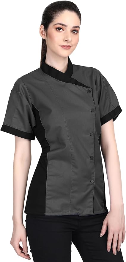 Short Sleeves Only Women's Ladies Side Mesh Chef's Coat Jacket
