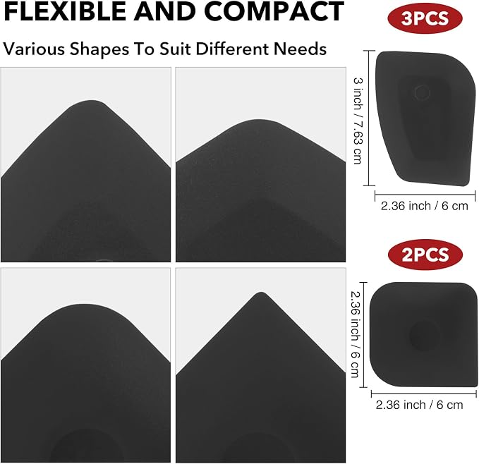 Pan Scraper 5PCS Plastic Scraper Set,Food Scraper Tool for Cast Iron, Pot and Pan Cleaning,Pans Scraper Tools for Cleaning Grease Burnt Food,Scrapers Tool Kitchen (5, Black)
